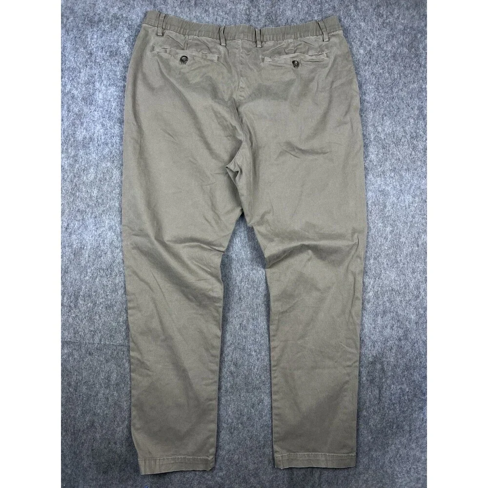 BearBottom Men's Chino Pants Elastic Stretch Waist Straight Leg Khaki Size XL